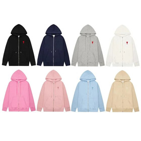 AMIPARIS Zipper Hooded Sweatshirt Jacket-4482
